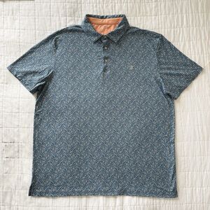 IZOD Golf Men's XL Blue Floral Polo Shirt Short Sleeve Collared Button